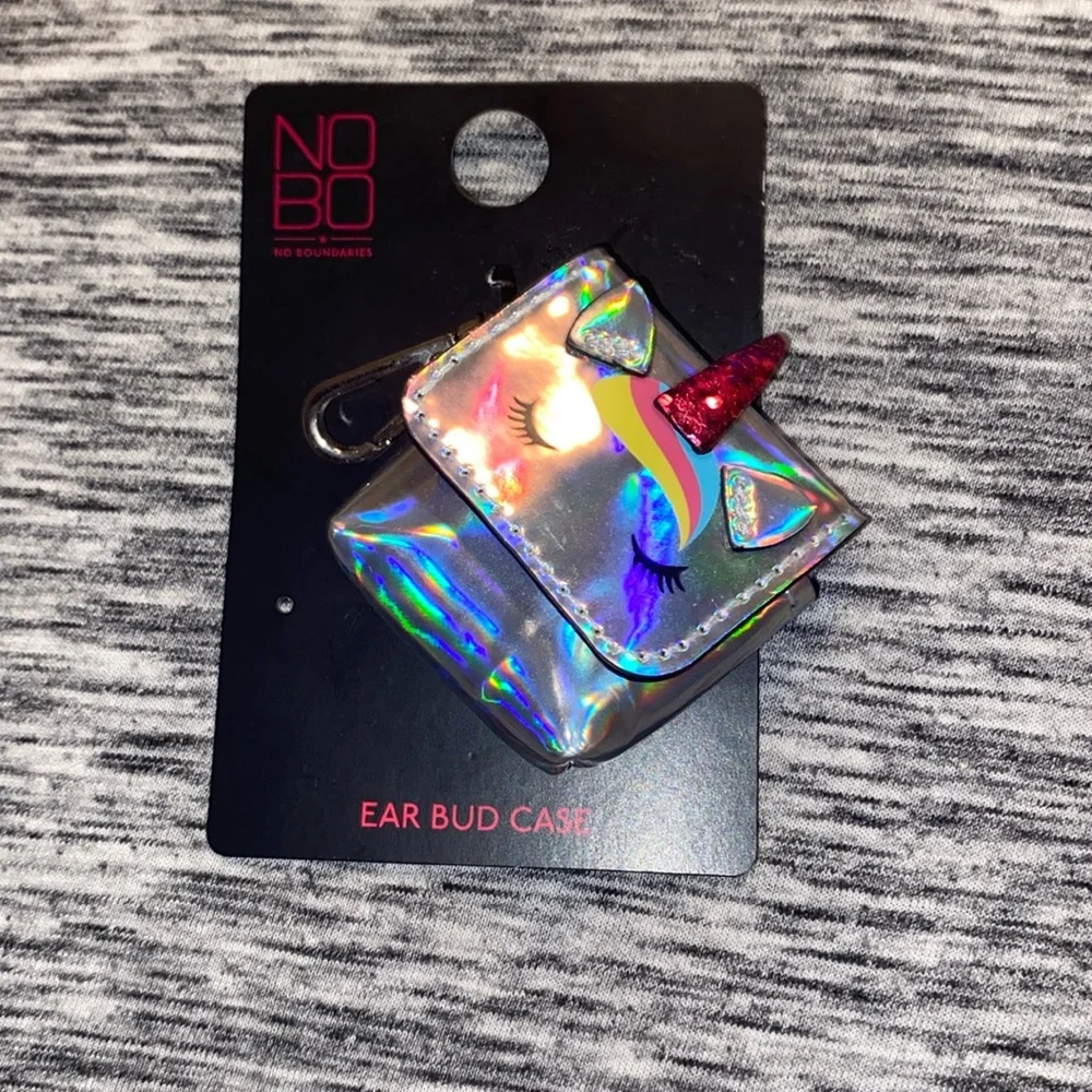 Cell Phone Accessories Bundle Silver Unicorn Ear Bud Case Tie Dye Sticker Pocket
